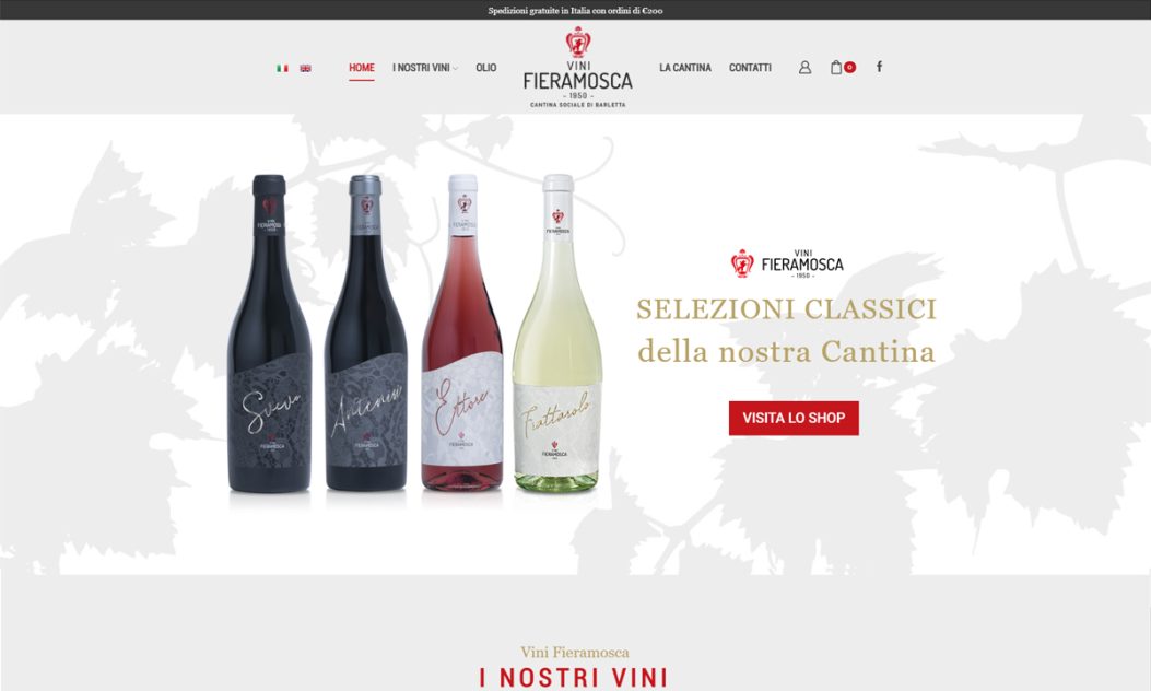 Sito e-commerce Vini Fieramosca Barletta realizzato da Creartlab